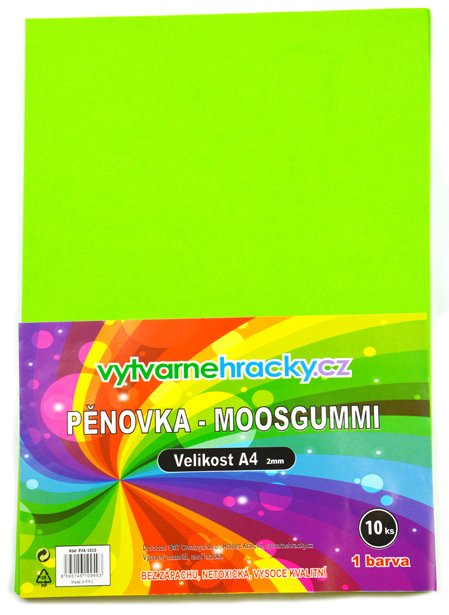 Pěnovka- světle zelená, 10 ks, A4 - cca 2 mm