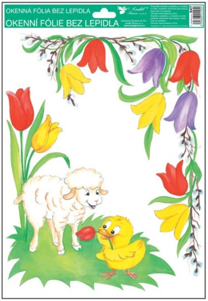 Okenní fólie rohová tradiční velikonoční motivy 33,5x25,5 cm