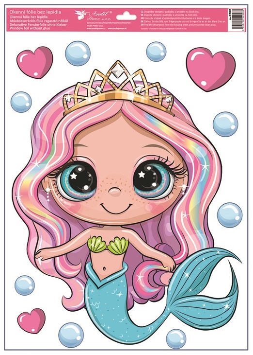 Okenní fólie princezny s glitry 30 x 50 cm