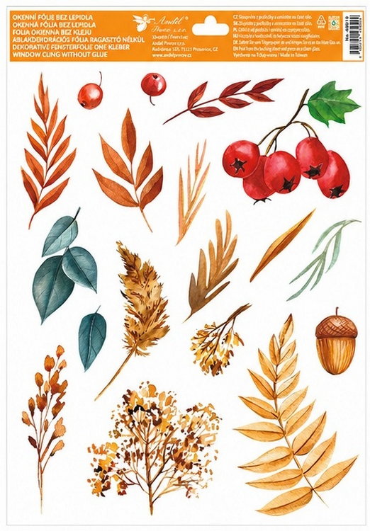 Okenní fólie podzimní Listí a Plody 30 x 42 cm
