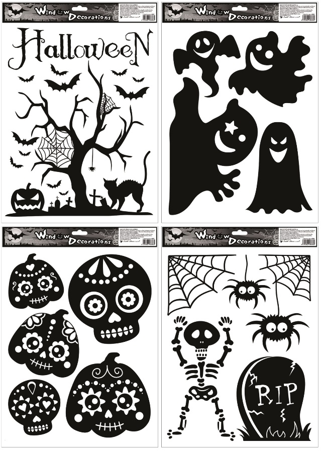 Sada - Okenní fólie černá Halloween 30 × 42 cm