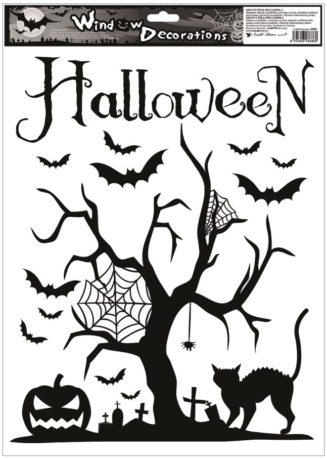 Okenní fólie černá Halloween 30 × 42 cm