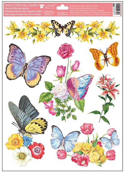 Motýli a květy 38x30cm