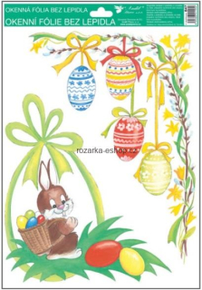 Okenní fólie rohová tradiční velikonoční motivy 33,5x25,5 cm