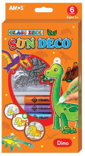 Barvy na sklo sada 6 barev 10,5 ml + 6 sklíček DINO