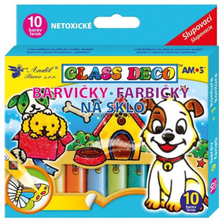 Barvy na sklo sada 10 barev 10,5 ml + fólie a šablony