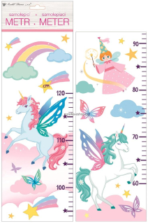 Samolepky na zeď dětský metr - jednorožec, do 120 cm