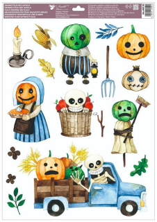 Okenní fólie Halloween Veselé Dýně a Strašidla 35 x 50 cm