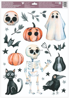 Okenní fólie Halloween Veselé Dýně a Strašidla 35 x 50 cm