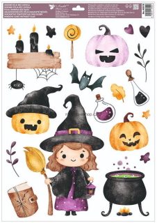 Okenní fólie Halloween Veselé Dýně a Strašidla 35 x 50 cm