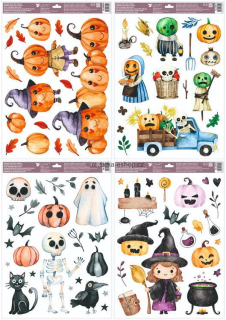 Sada - Okenní fólie Halloween Veselé Dýně a Strašidla 35 x 50 cm