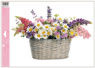 Květiny v košíku 42x30 cm